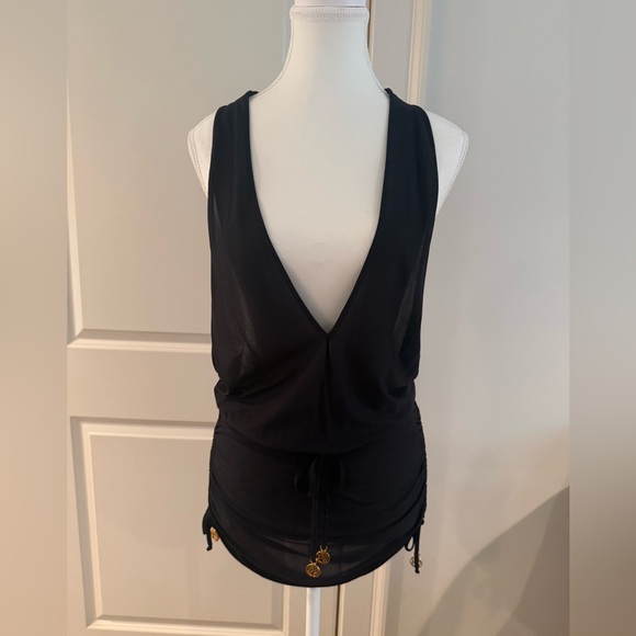 Luli Fama T-back Black V-Neck Mini Swim Cover-Up - Picture 4 of 10